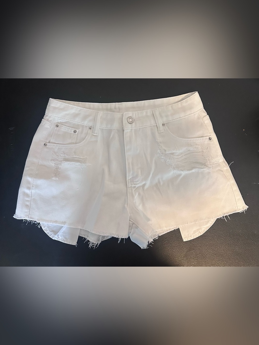 White Distressed Women's Denim Shorts